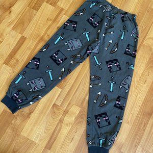 Minecraft gray fleece jogger pajama bottoms Medium